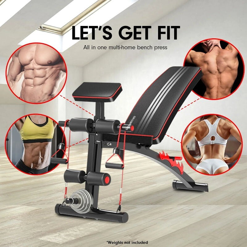 Powertrain Adjustable FID Home Gym Bench with Preacher Curl Pad Max Load 150kg