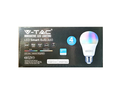 4 x RGB LED Smart App Light Bulb Lighting Dimmable Wifi Google Alexa E27 B22 10w
