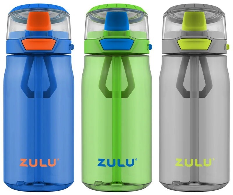 ZULU 3-Pack Kids Flex Tritan Water Bottle Set 16 oz / 473 ml for Boys or Girls