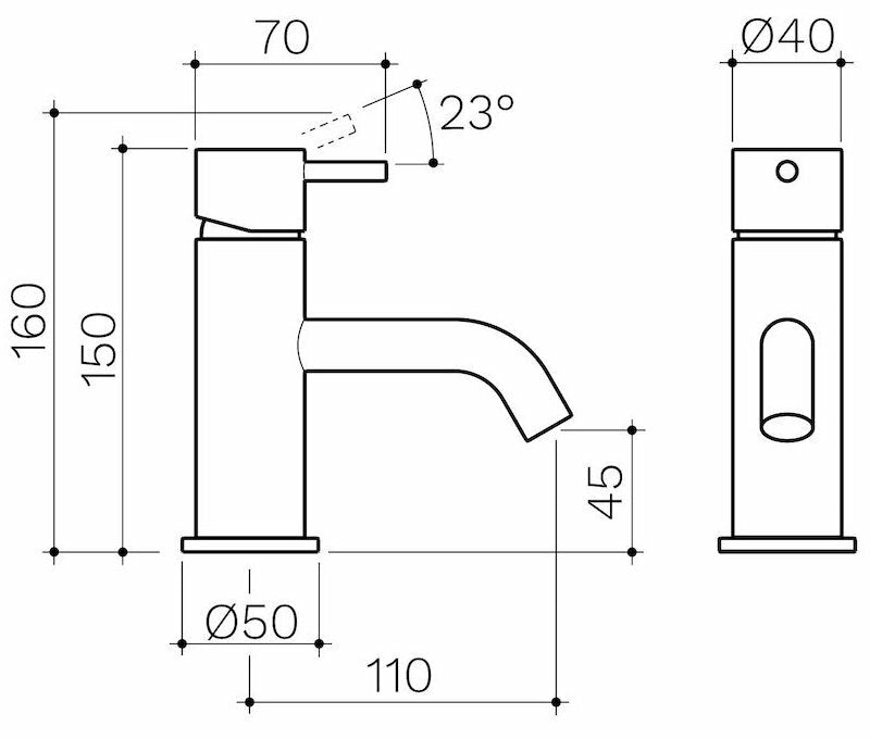 Clark Round Wall Basin 350mm One Taphole with Chrome Round Pin Basin Mixer Tap