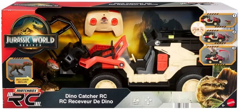 Matchbox RC Jurassic World Dino Catcher RC, Remote-Control Truck with Dinosaur