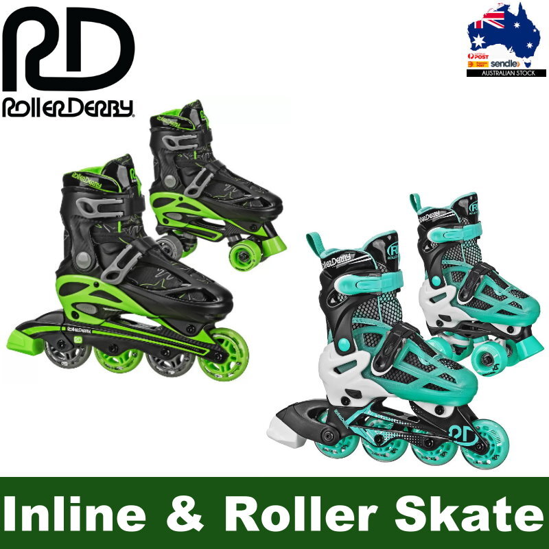 Roller Derby 2-in-1 Combo Adjustable Quad Roller and Inline Skates for Kids