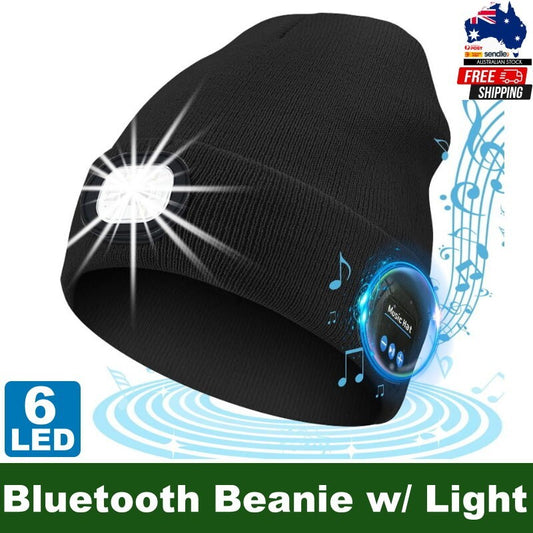 ZONSUSE 2-in-1 Winter Unisex Bluetooth Music Beanie Knitted Hat 6 LED Headlight