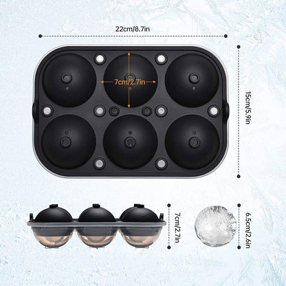 Ankway 6 Balls 65mm (2.5") Silicone Ice Cube Tray Sphere Ice Ball Maker Mold