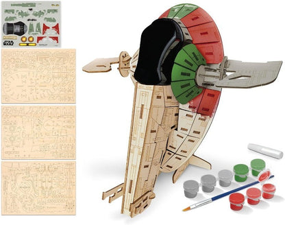 Star Wars Wood Worx The Mandalorian Bobba Fett's Starfighter 3D Wooden Model Kit