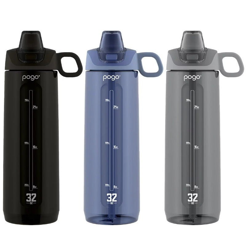 Pogo Tritan Water Bottle with Soft Straw 946 ml (32 oz) - Leakproof, BPA-Free
