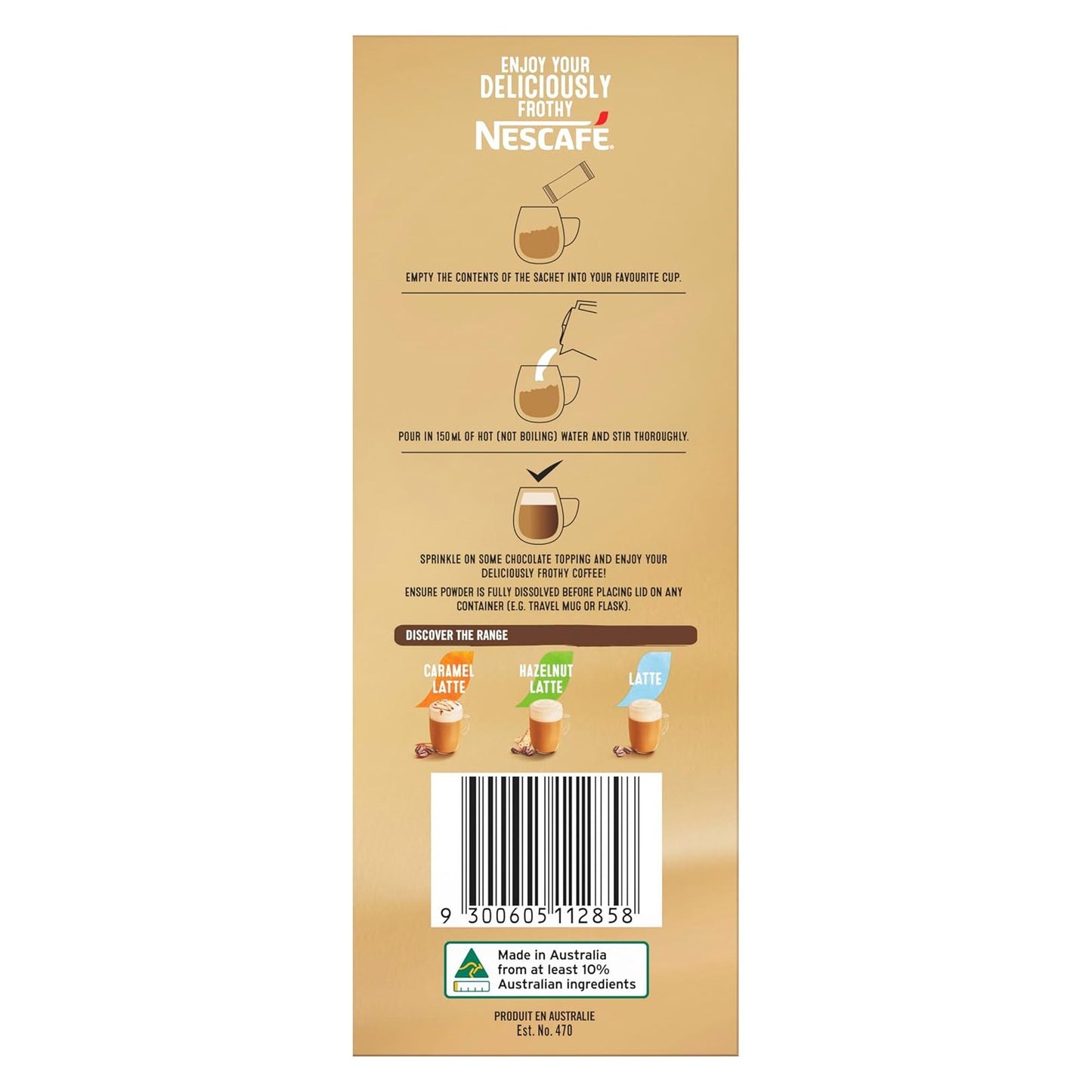 Nescafe Instant Coffee Stick Creamy & Frothy Cappuccino 60 x 12.5g Sachets