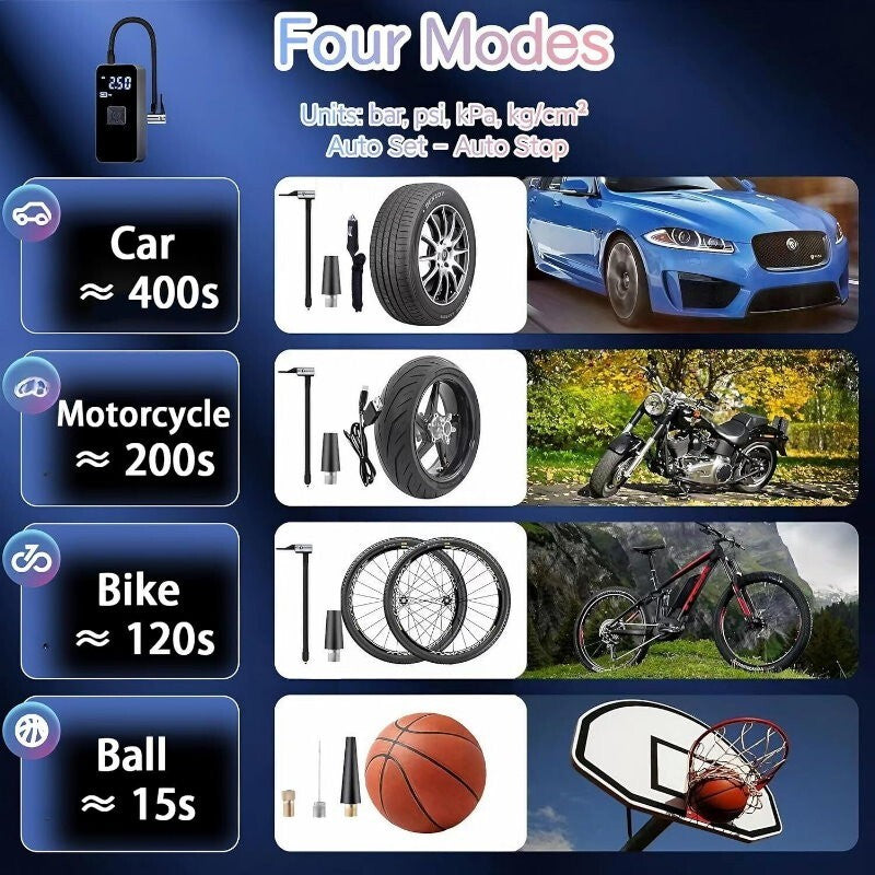 RunnieSheng Portable Tire Inflator Air Compressor Inflatable Pump Car Bike Ball