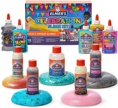 Elmer's Celebration Slime Kit 10 Count Assorted Magical Liquid Slime Activators
