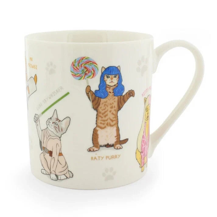 Celebri Cat Novelty Ceramic Novety Coffee Mug Gift Katy Purry Hairy Potter 350mL