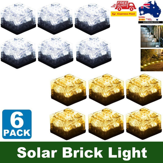 Dais 6-Pack Outdoor Waterproof Solar Brick Light Ice Cube for Garden, Pathway