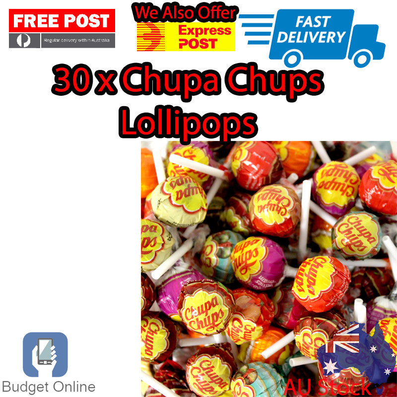 30 x Best Chupa Chups Lollipops Assorted Flavour Bulk Kids Lollies Bag Candy