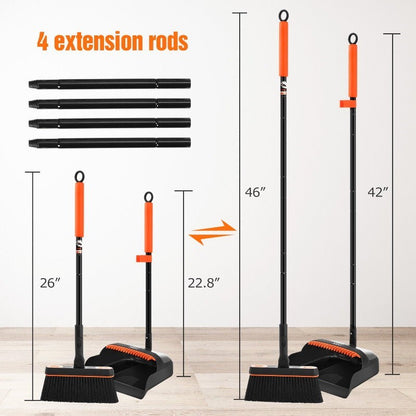 Carrara Home 46.5" 180° Rotatable Broom and Dustpan Set with Self-Cleaning Teeth