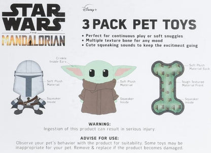 Star Wars Pets 3 Pcs The Mandalorian Set for Dog 9" Mandalorian, 9" GROGU, Bone