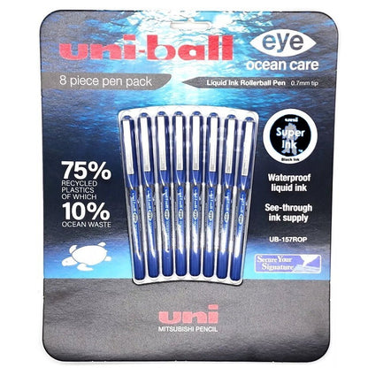 Uni-Ball Eye Ocean Care Rollerball Pen Blue/Black Liquid Ink 0.7mm - UB157