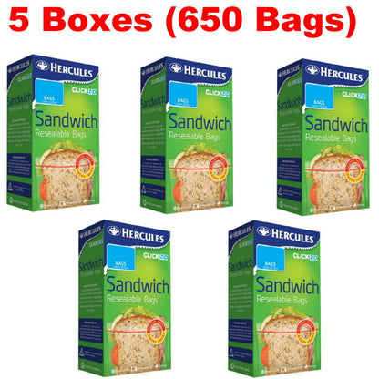 Hercules Resealable Sandwich Bags Freezer & Microwave Safe, BPA Free, Food Fresh