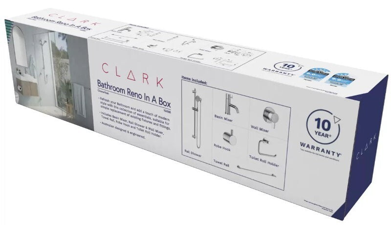 Clark 6 pcs Set Bathroom Reno In A Box Renovation Tap Mixer Shower Towel Rail