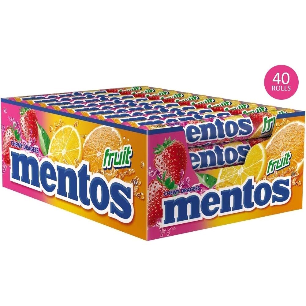 Mentos Fruit Rolls 40 x 37.5g Chewy Candy Sweets Dragees Assorted Fruit Flavour