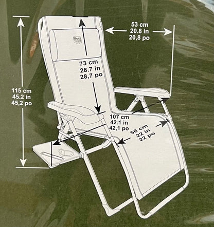 Timber Ridge Reclining Chair Zero Gravity Lounger 159 kg Weight Capacity