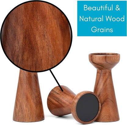 BIRDROCK HOME 3pc Flare Candleholders Gift Set Farmhouse Wooden Candle Holders