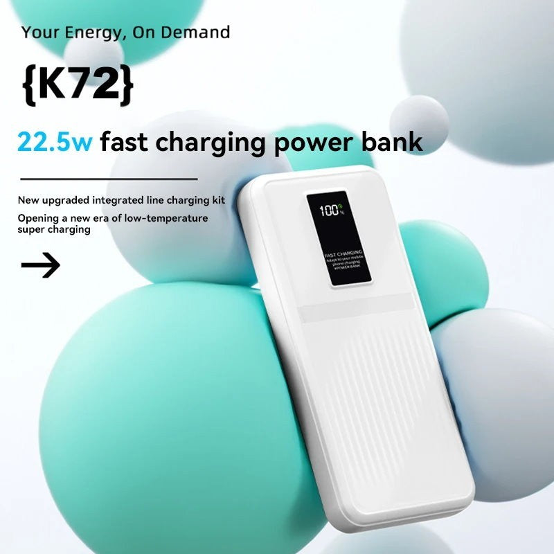 20000mAh 74Wh PD3.0 Fast Charging Power Bank w/ Built-in USB C & Lightning Cable