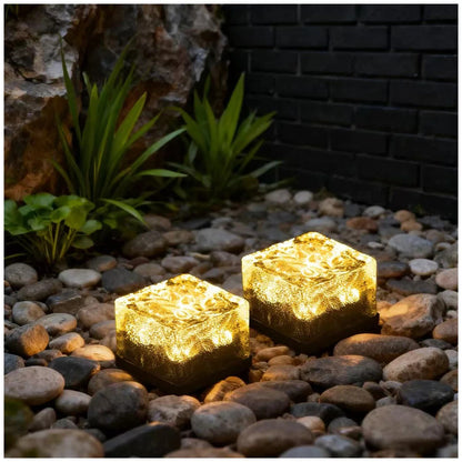 LED Solar Outdoor Garden Glass Brick Path Lights 6 Pack Warm White 8h Runtime