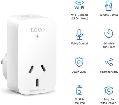 TP-Link Tapo P100 V2.20 Mini Smart Wi-Fi Socket AU Plug - Remote & Voice Control