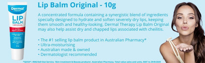 Dermal Therapy Lip Balm Original Tube 10g/each Hydrate & Soften Severely Dry Lip