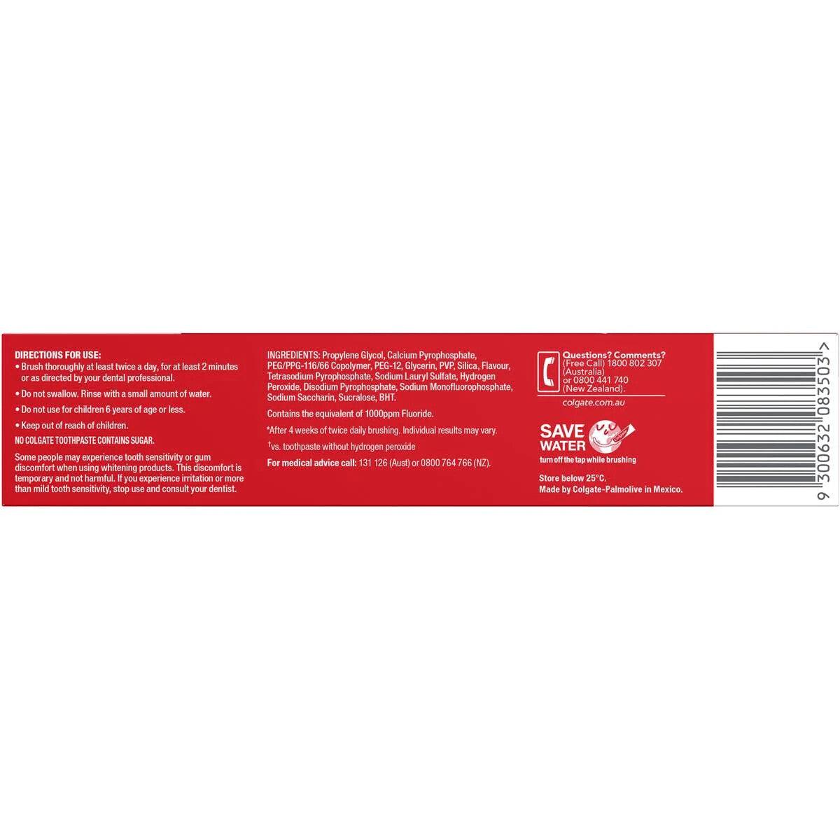 Colgate Optic White Enamel Care Teeth Whitening Toothpaste Oral Dental 3 x 140g