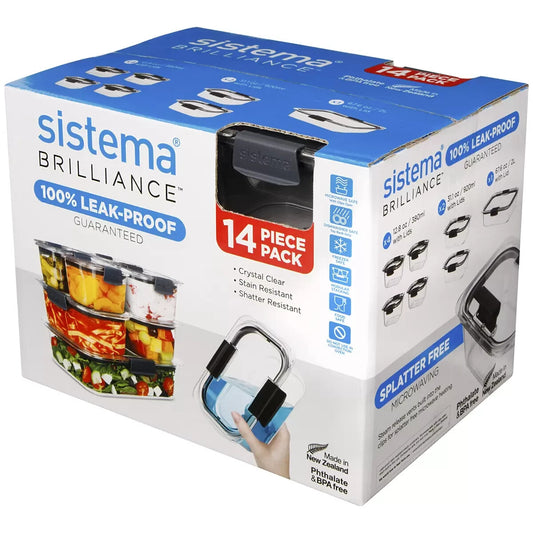 Sistema Leak Proof BPA Free Food Storage Lunch Box Container Safe 14 Piece Pack
