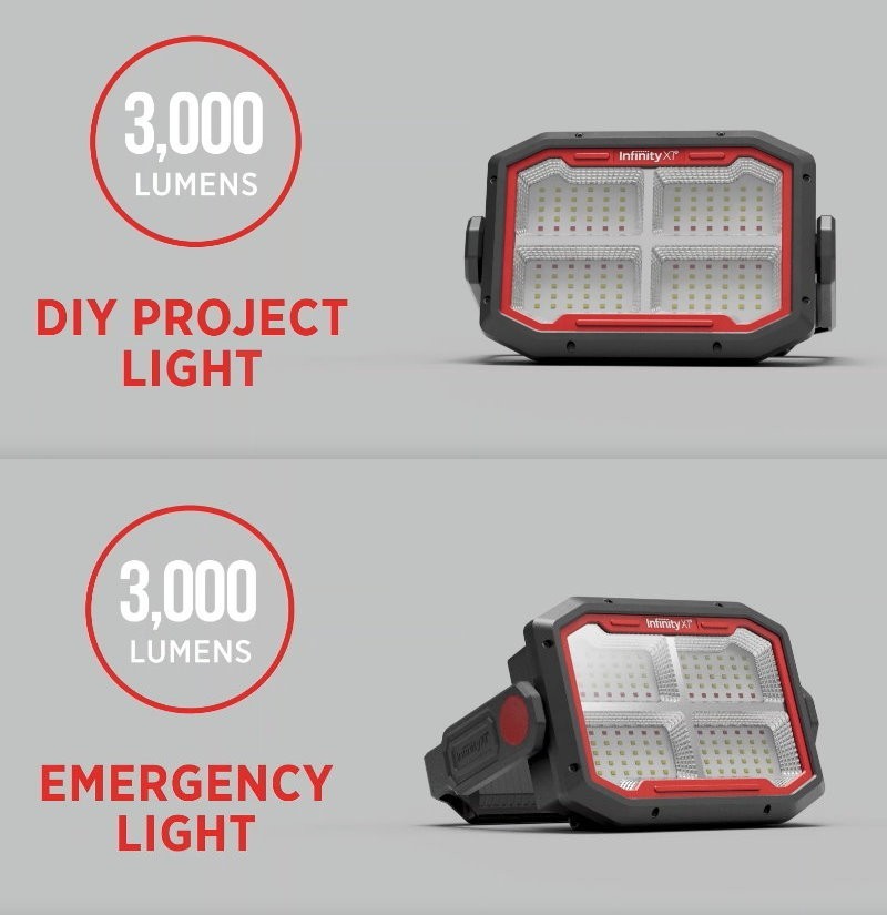 Infinity X1 3000 Lumen Solar Rechargeable Portable Floodlight Torch Work Light