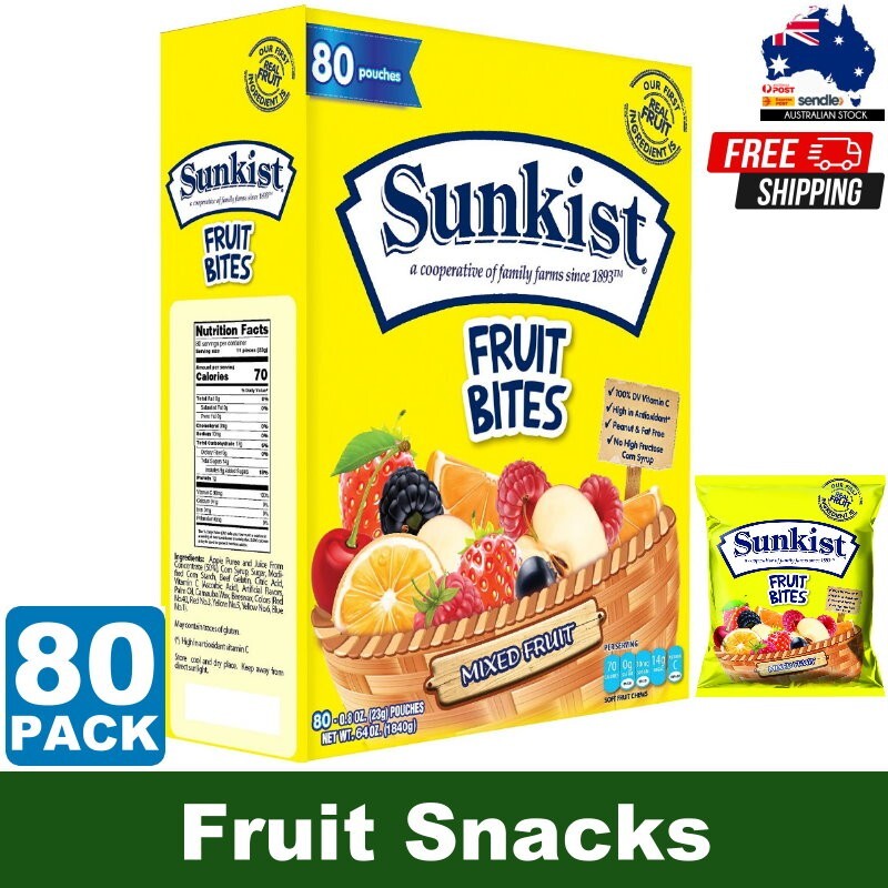 Sunkist 80-Pack Assorted Mixed Fruit Snacks Flavored Gummies (80 x 23g)