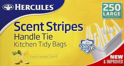 Hercules 250-Pack Large Lemon Scent Stripes Kitchen Tidy Bags 35 Litre Capacity