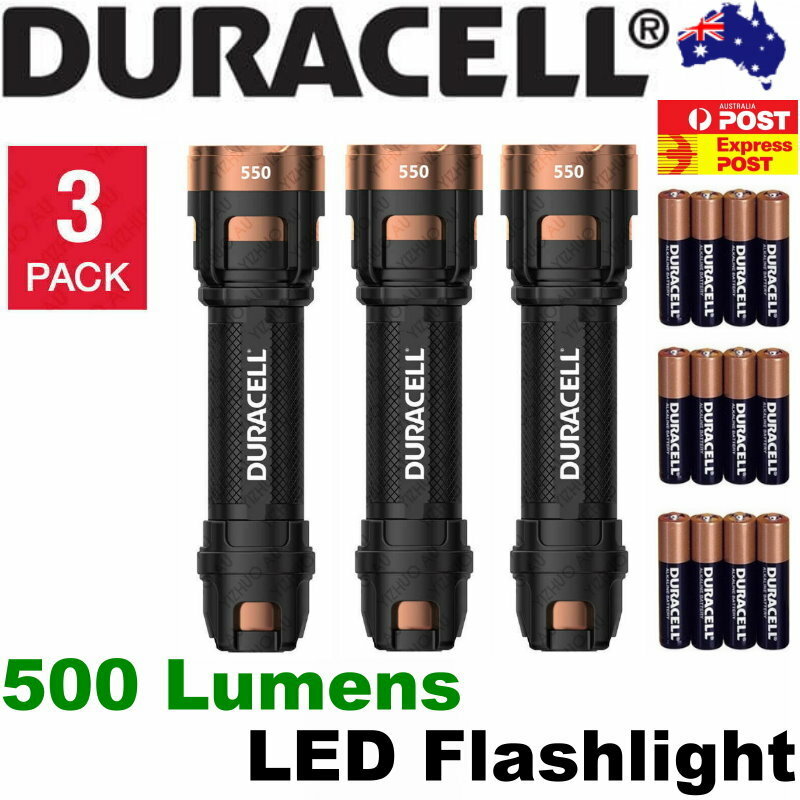 1 to 3-Pack Duracell Ultra 550 Lumens Aluminum LED Flashlight Batteries included
