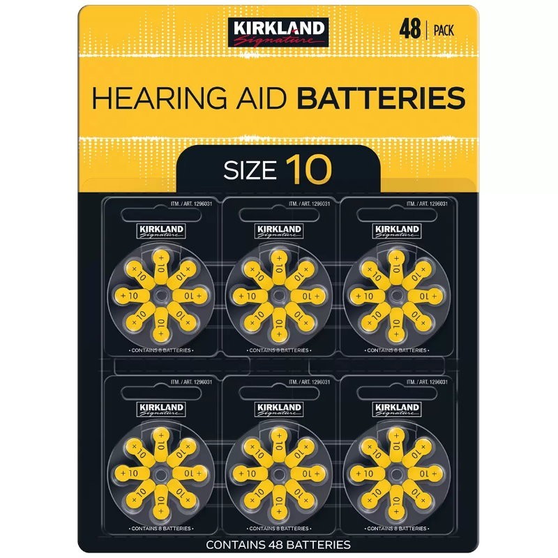 Kirkland Signature 48-Pack Premium Hearing Aid Batteries Size 10, 312, 13, 675