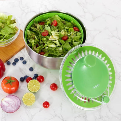 Rollkitchen 4.5L Stainless Steel Salad Spinner Spin Dry Multi-Use Lettuce Washer