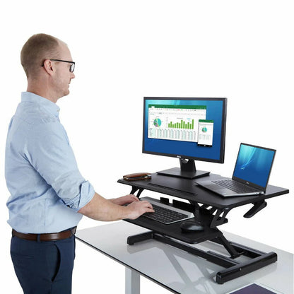 SEVILLE CLASSICS AirLIFT Pro Pneumatic Desk Riser for Home Office Sit or Stand