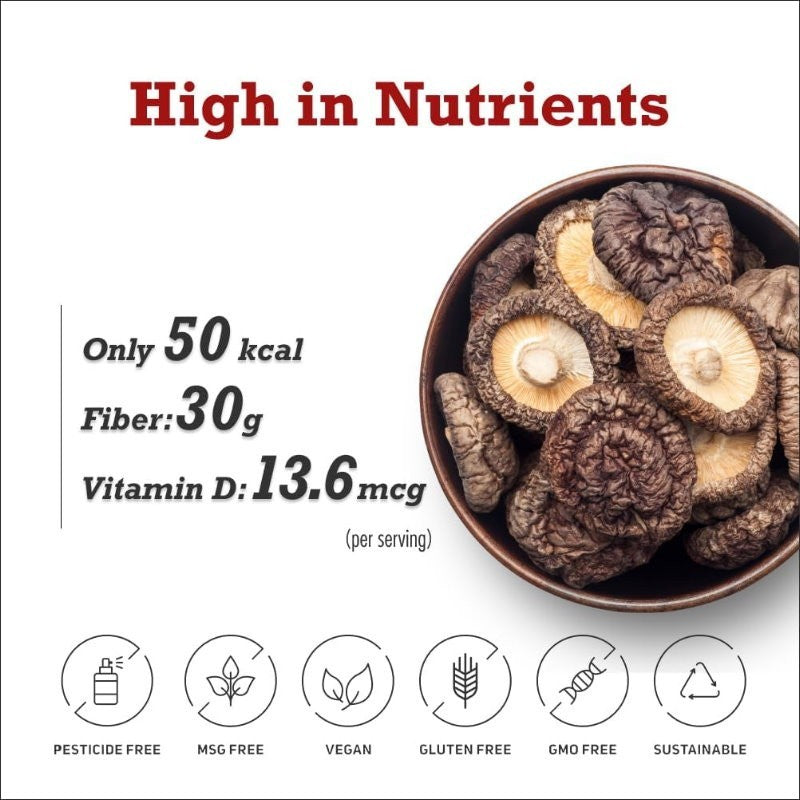 Snak Yard Premium Black Forest Dried Mushrooms 450g - Shiitake Variety - Express