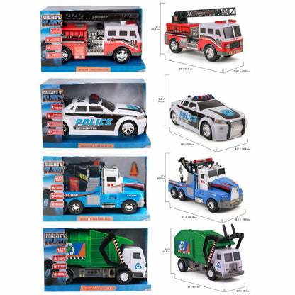 Mighty Fleet Motorised Vehicle Garbage Truck Police Car Fire Engine Helicopter