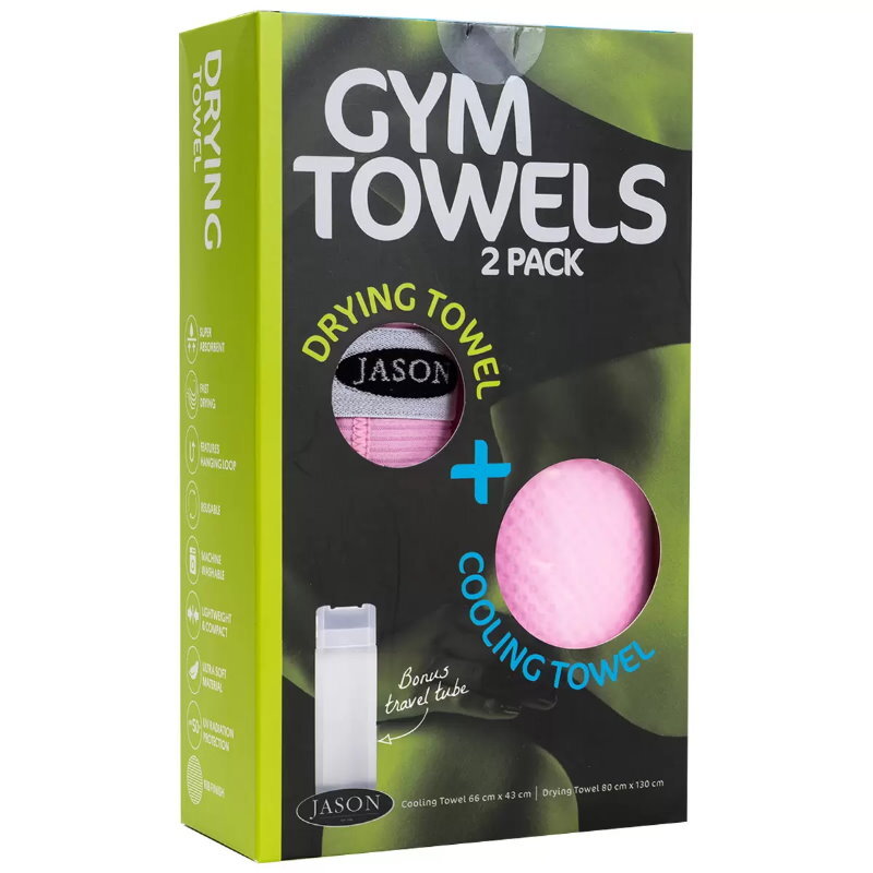 2 Pack Jason Gym Towel Set - Instant Cooling Towel & Ribbed Drying Towel