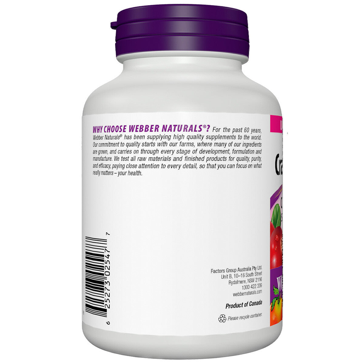 Webber Natural Cranberry 75000 Extract 500mg 120 Caps Urinary Tract Support
