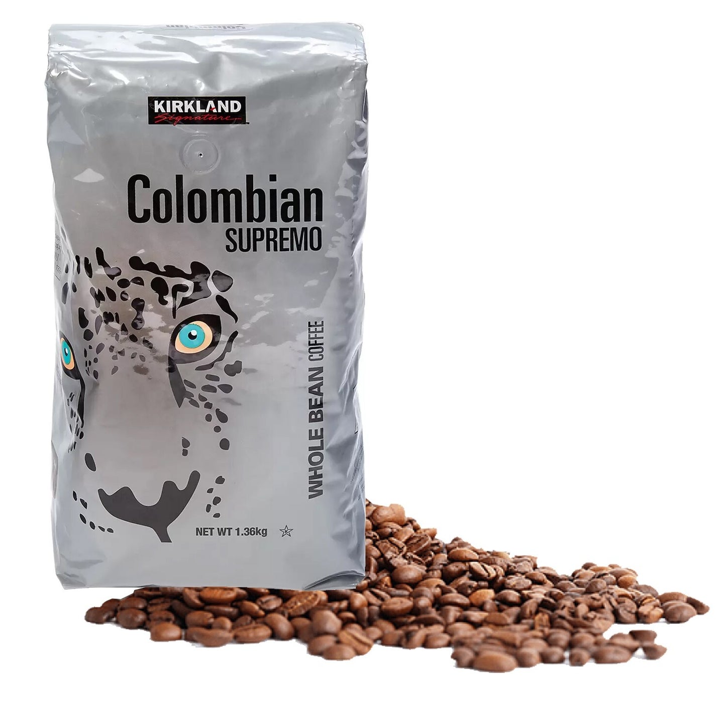 Kirkland Colombian Supremo 100% Arabica Coffee Beans Medium Roast Kosher 1.36kg
