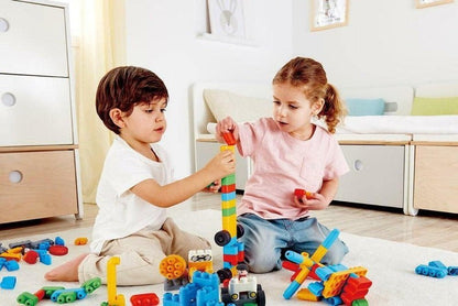 Poly M 128-Piece Building Block Set - Soft, Safe & Flexible Toy for 18m+ by Hape