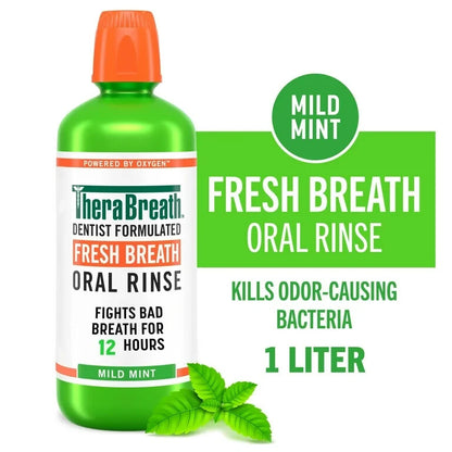 TheraBreath Mild Mint 1L Gentle Non-Burning Mouthwash Oral Rinse Freshen Breath