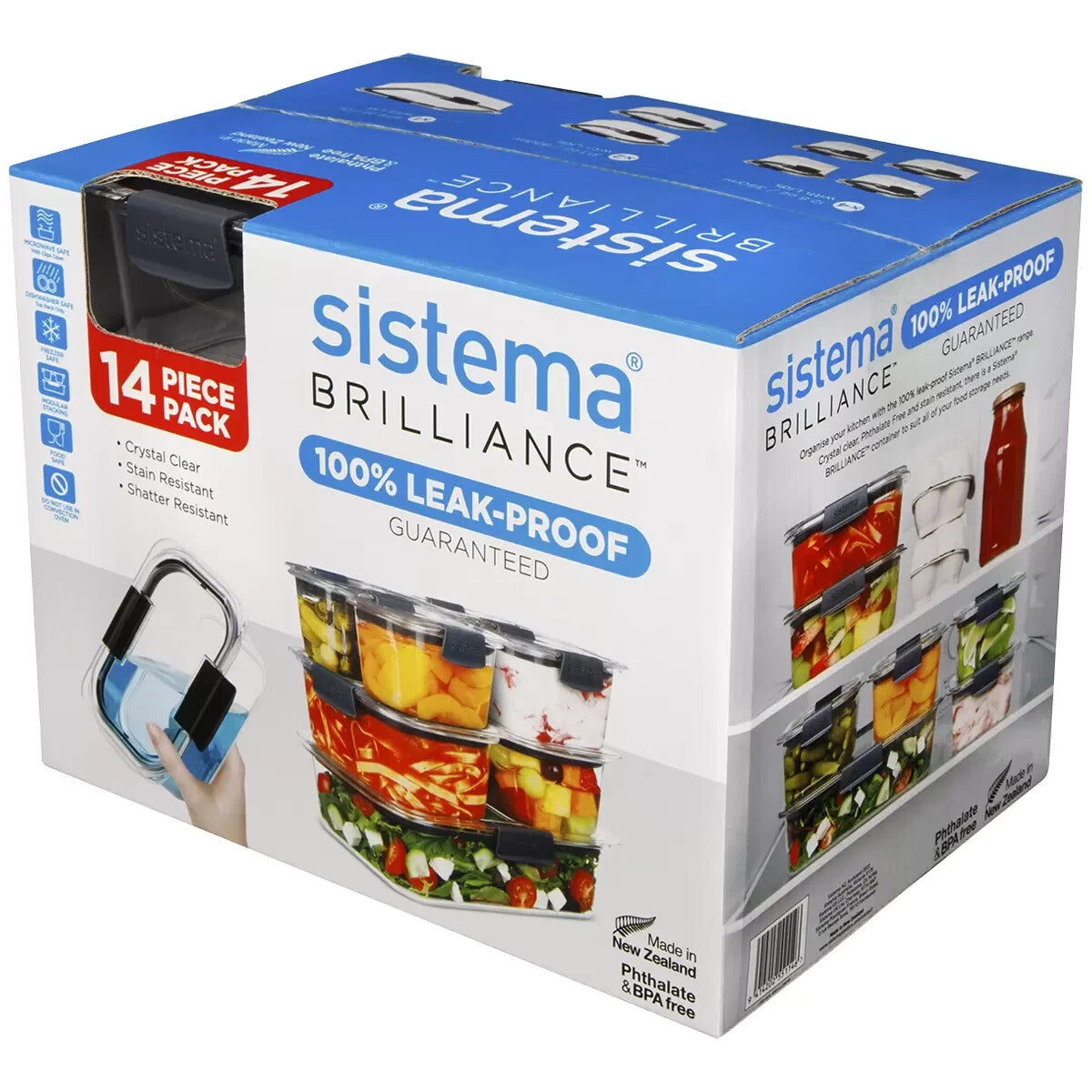 Sistema Leak Proof BPA Free Food Storage Lunch Box Container Safe 14 Piece Pack