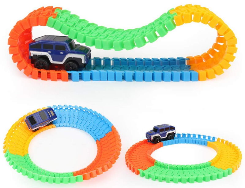 QWZ Railway Magical Flexible Track Car Toy Set DIY Railway Road 28/96/192 Pieces