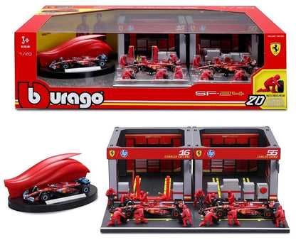 Burago 1:43 Formula One Racing Deluxe Paddock Ferrari, McLaren, Mercedes, RedBul