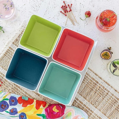 Over and Back 5-Piece Glossy Summertime Serving Set Platter & Bowl Set