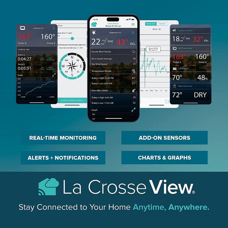 La Crosse Smart Wi-Fi Colour Weather Forecast Station Android iPhone App Monitor