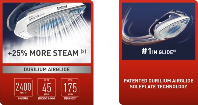 TEFAL Ultraglide Plus 2400W Powerful Steam Iron 270 ml, Sanitize and Refresh